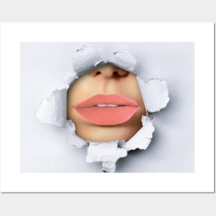 Marrone Lips Ripped Posters and Art